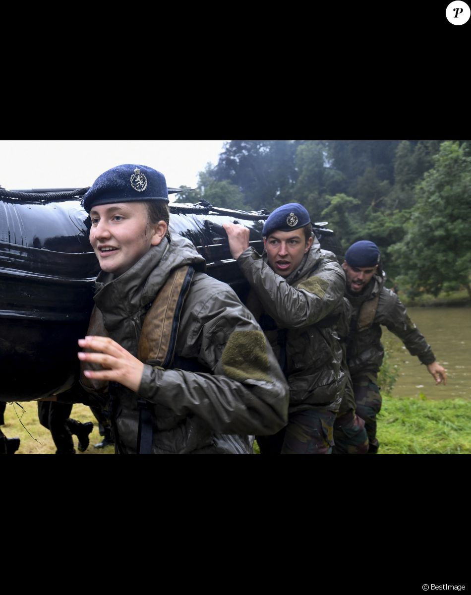 Son Altesse Royale la Princesse Elisabeth de Belgique clôture son année à l'Ecole Royale Militaire (ERM) par un stage de trois jours au Centre d'entrainement Commando à Marche-les-Dames. Le 26 juillet 2021.