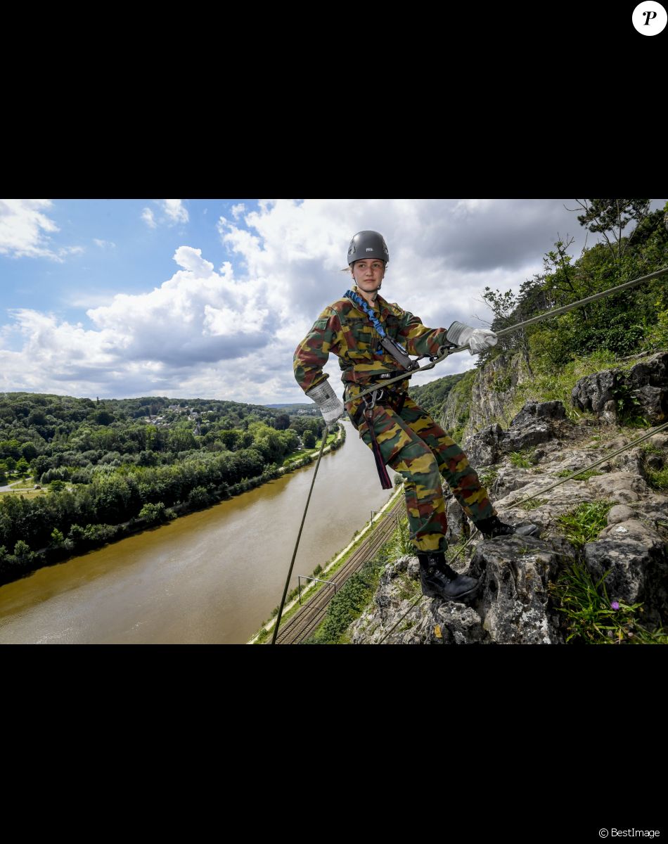 Son Altesse Royale la Princesse Elisabeth de Belgique clôture son année à l'Ecole Royale Militaire (ERM) par un stage de trois jours au Centre d'entrainement Commando à Marche-les-Dames. Le 26 juillet 2021.