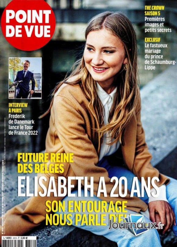 La princesse Elisabeth de Belgique en couverture du magazine "Point de Vue", numéro du 20 octobre 2021.