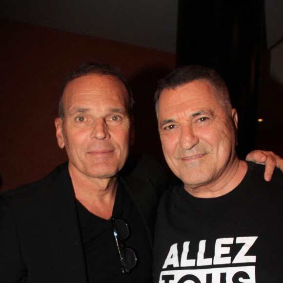 Exclusif - Laurent Baffie et Jean-Marie Bigard après le spectacle "Il Etait Une Fois Jean-Marie Bigard" à L'Olympia de Paris, France, le 27 février 2020. © Philippe Baldini/Bestimage