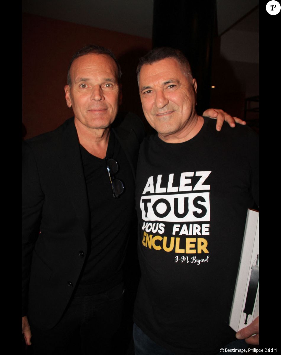 Exclusif - Laurent Baffie et Jean-Marie Bigard après le spectacle "Il Etait Une Fois Jean-Marie Bigard" à L'Olympia de Paris, France, le 27 février 2020. © Philippe Baldini/Bestimage
