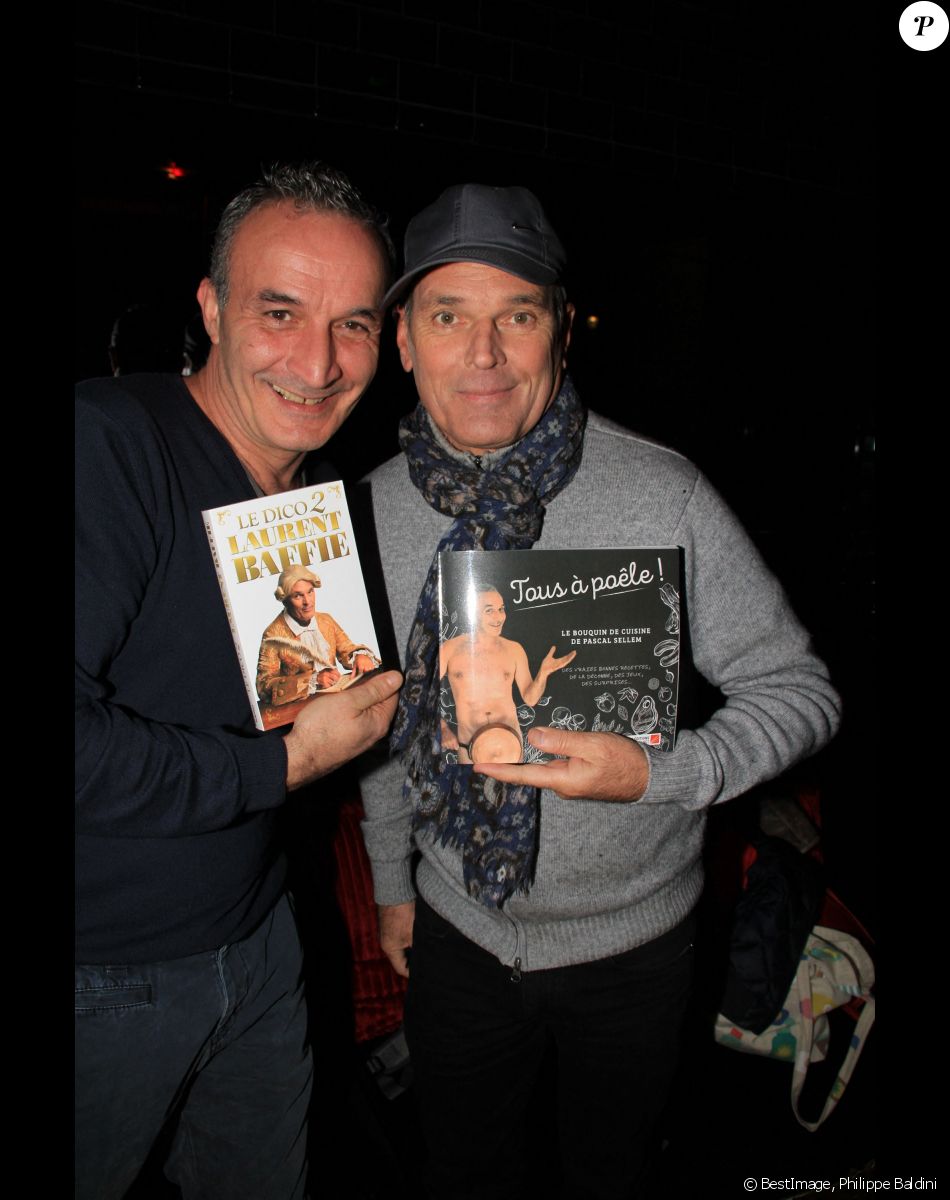 Exclusif - Laurent Baffie, Pascal Sellem - Soirée pour la sortie du livre "Tous à poêle" de Pascal Sellem au Café Society à Paris le 14 novembre 2019. © Philippe Baldini/Bestimage