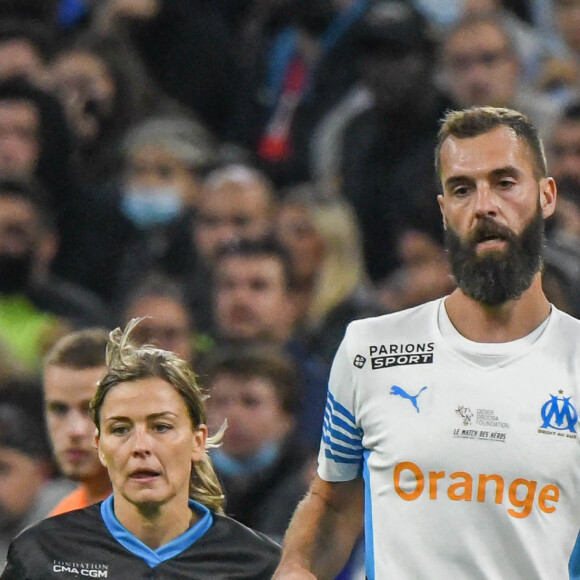 Laure Boulleau, Benoît Paire - Match des héros entre l'équipe OM Legends et l'équipe UNICEF au stade Orange Velodrome à Marseille le 13 octobre 2021. Soutenu par la Fondation D. Drogba, Orange et l'Olympique de Marseille, l'Unicef a organisé cette rencontre afin de financer un projet d'accès à l'éducation en Côte d'Ivoire. La Team OM de légende s'impose 7-4 au stade Vélodrome face à la Team Unicef. © Jean-René Santini/Bestimage