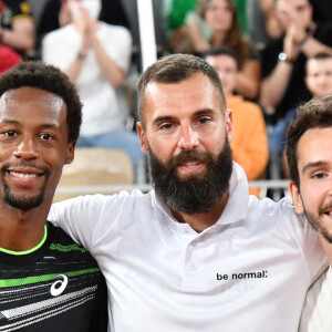 Exclusif - Zerator ( Adrien Nougaret), Gaël Monfils, Benoît Paire et Domingo ( Pierre Alexis Bizot ) - Benoît Paire, Gaël Monfils, Domingo (Pierre Alexis Bizot) et Zerator (Adrien Nougaret) deux streamers se rencontrent lors d'un match de tennis à Roland Garros, Paris le 18 septembre 2021. © Veeren/Bestimage