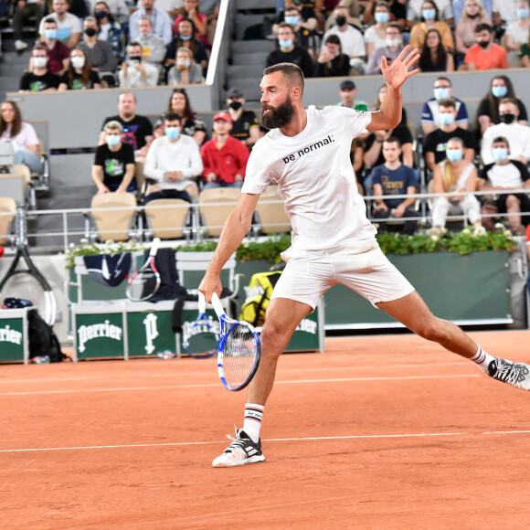 Exclusif - Benoît Paire - Benoît Paire, Gaël Monfils, Domingo (Pierre Alexis Bizot) et Zerator (Adrien Nougaret) deux streamers se rencontrent lors d'un match de tennis à Roland Garros, Paris le 18 septembre 2021. © Veeren/Bestimage