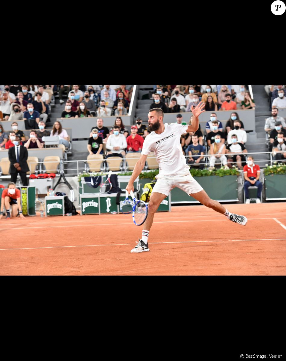 Exclusif - Benoît Paire - Benoît Paire, Gaël Monfils, Domingo (Pierre Alexis Bizot) et Zerator (Adrien Nougaret) deux streamers se rencontrent lors d'un match de tennis à Roland Garros, Paris le 18 septembre 2021. © Veeren/Bestimage