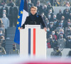 Emmanuel Macron, président de la République française lors d'une cérémonie à l'Arc de Triomphe et sur la Tombe du Soldat inconnu, dans le cadre des commémorations marquant le 103ème anniversaire de l'armistice du 11 novembre à l'Arc de Triomphe à Paris
