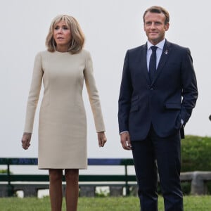 Le président français Emmanuel Macron et sa femme la Première Dame Brigitte Macron lors de l'accueil informel au sommet du G7 à Biarritz, France, le 24 août 2019. © Thibaud Moritz/Pool/Bestimage