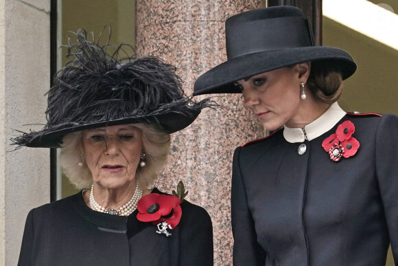 La duchesse de Cornouailles, Camilla Parker Bowles, la duchesse de Cambridge , Catherine Kate Middleton - La famille royale d'Angleterre sans la reine participe au 'Remembrance Day', une cérémonie d'hommage à tous ceux qui sont battus pour la Grande-Bretagne, au Cenopath à Whitehall, Londres le14 novembre 2021 