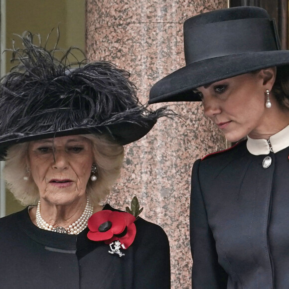 La duchesse de Cornouailles, Camilla Parker Bowles, la duchesse de Cambridge , Catherine Kate Middleton - La famille royale d'Angleterre sans la reine participe au 'Remembrance Day', une cérémonie d'hommage à tous ceux qui sont battus pour la Grande-Bretagne, au Cenopath à Whitehall, Londres le14 novembre 2021 