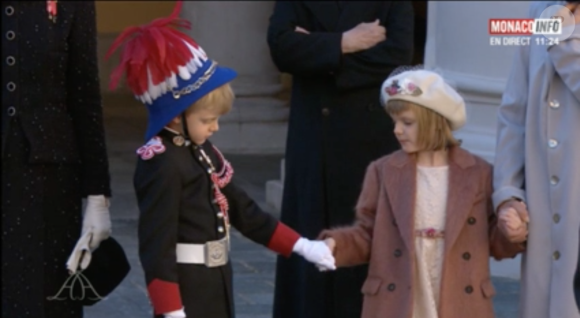 Le prince Jacques et la princesse Gabriella lors de la Fête nationale de Monaco, au palais princier.