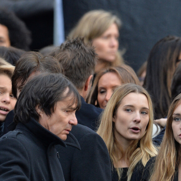 Sylvie Vartan, Darina Scotti, Ilona, Emma Smet, Estelle Lefébure - Sorties de l'église de la Madeleine après les obsèques de Johnny Hallyday à Paris le 9 décembre 2017. © Veeren / Bestimage