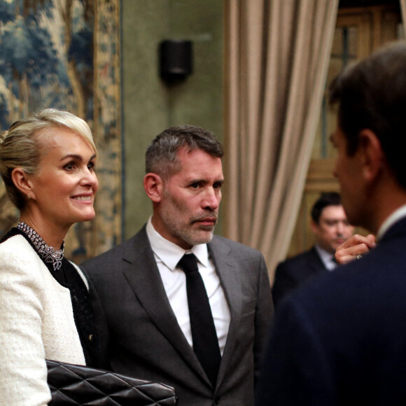 Exclusif - Laeticia Hallyday et son compagnon Jalil Lespert - Daniel Rondeau fait son entrée à l'Académie Française lors d'une séance solennelle sous la Coupole à l'Institut de France à Paris. Le 4 Novembre 2021 © Dominique Jacovides / Bestimage 