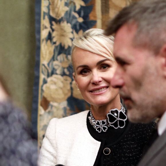 Exclusif - Laeticia Hallyday et son compagnon Jalil Lespert - Daniel Rondeau fait son entrée à l'Académie Française lors d'une séance solennelle sous la Coupole à l'Institut de France à Paris. Le 4 Novembre 2021 © Dominique Jacovides / Bestimage 