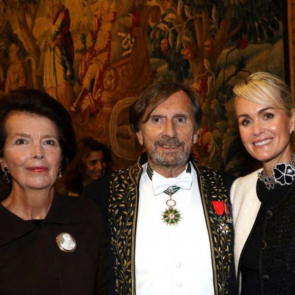 Exclusif - Daniel Rondeau et sa femme Noelle, Laeticia Hallyday et son compagnon Jalil Lespert - Daniel Rondeau fait son entrée à l'Académie Française lors d'une séance solennelle sous la Coupole à l'Institut de France à Paris. Le 4 Novembre 2021 © Dominique Jacovides / Bestimage 