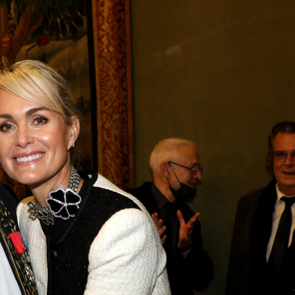 Exclusif - Daniel Rondeau et Laeticia Hallyday - Daniel Rondeau fait son entrée à l'Académie Française lors d'une séance solennelle sous la Coupole à l'Institut de France à Paris. Le 4 Novembre 2021 © Dominique Jacovides / Bestimage 