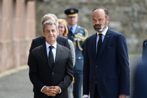 Edouard Philippe et Nicolas Sarkozy au Mont Valérien pour le 80ème anniversaire de l'appel du 18 juin à Suresnes, France, le 18 juin 2020.