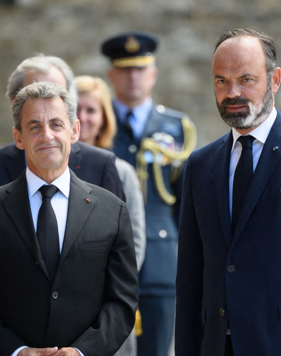 Edouard Philippe et Nicolas Sarkozy au Mont Valérien pour le 80ème anniversaire de l'appel du 18 juin à Suresnes, France, le 18 juin 2020.