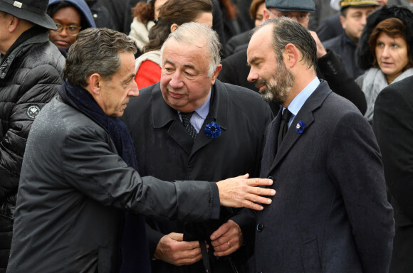 Nicolas Sarkozy, Gérard Larcher, Edouard Philippe - Cérémonie du 101ème anniversaire de l'Armistice à l'Arc de Triomphe à Paris