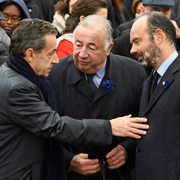 Nicolas Sarkozy, Gérard Larcher, Edouard Philippe - Cérémonie du 101ème anniversaire de l'Armistice à l'Arc de Triomphe à Paris