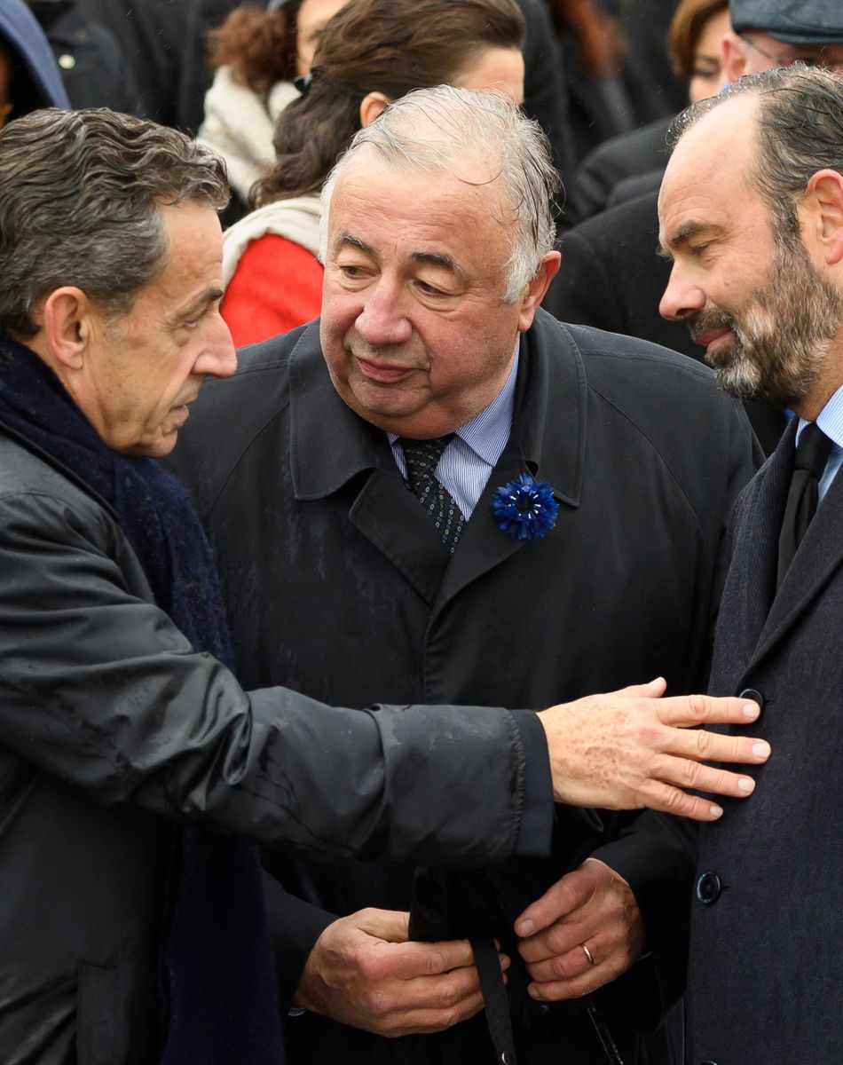 Nicolas Sarkozy, Gérard Larcher, Edouard Philippe - Cérémonie du 101ème anniversaire de l'Armistice à l'Arc de Triomphe à Paris