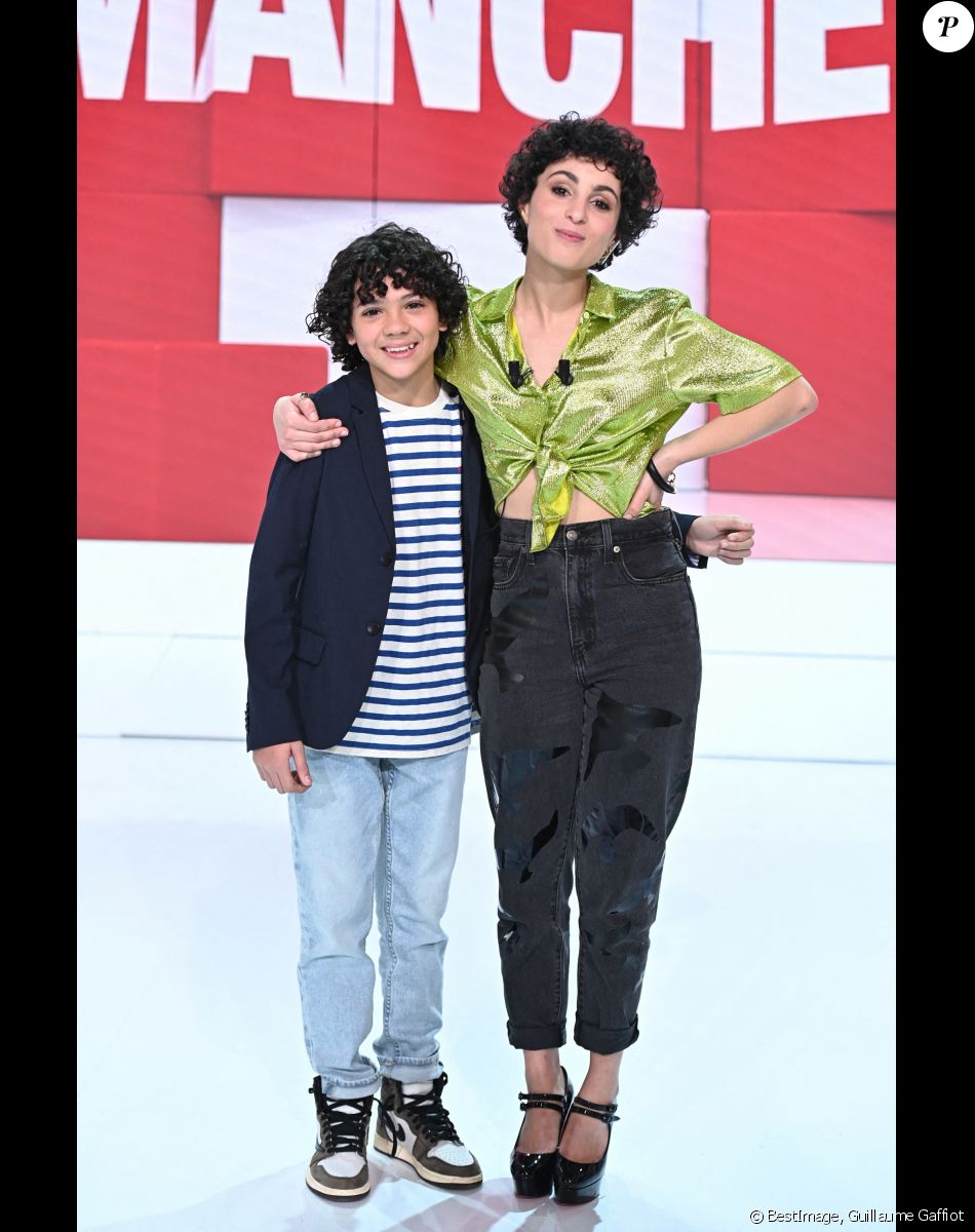 Exclusif - Enzo (Eurovision junior) et Barbara Pravi - Enregistrement de l'émission "Vivement Dimanche prochain" au studio Gabriel, présentée par M. Drucker. © Guillaume Gaffiot/Bestimage
