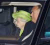 La reine Elisabeth II d'Angleterre et des membres de la famille royale arrivent à la Chapelle Royale de Tous les Saints à Windsor pour le double baptême d'August Brooksbank et de Lucas Tindall, les deux nouveaux arrières-petits-fils de sa majesté Elizabeth II d'Angleterre. Windsor, le 21 novembre 2021.