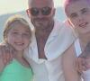 David Beckham et ses enfants Harper et Cruz. Juillet 2021.