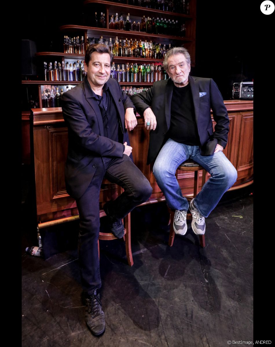 Exclusif - "À crédit et en stéréo", une soirée avec Laurent Gerra et Eddy Mitchell, 9 musiciens (et un barman, l'humoriste Chicandier) pour un spectacle unique de chansons et d'humour, spécialement créé pour être diffusé sur Internet le 27 mai 2021. Au programme : des tubes d'Eddy, bien sûr, et des imitations de son complice. Paris le 24/05/2021 © ANDRED / Bestimage