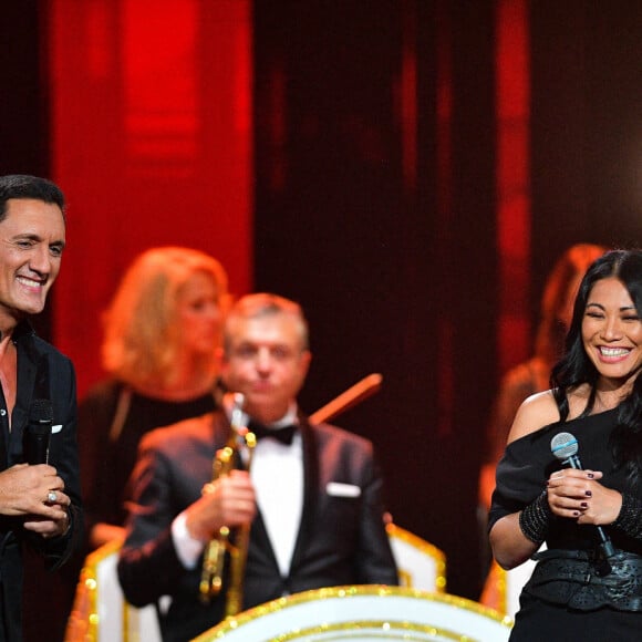 Exclusif - Dany Brillant et Anggun - Enregistrement de l'émission "Chantons Aznavour" aux Folies Bergère à Paris, diffusée le 10 décembre à 21h05 sur France 3 © Pierre Perusseau / Bestimage 