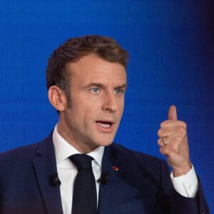 Le président de la République française, Emmanuel Macron donne une conférence de presse à l'Elysée pour présenter la présidence française du Conseil de l'Union européenne, qui prendra effet le 1er janvier 2022 pour six mois. Paris, le 9 décembre 2021