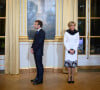 Emmanuel Macron, president de la République francaise, sa femme Brigitte Macron - Dîner des chefs d'Etats et de Gouvernements, des chefs des Organisations internationales, des acteurs du numérique ainsi que des partenaires du Forum au palais de l'Elysée à Paris. Le 11 novembre 2021