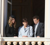 Camille Gottlieb, la princesse Stéphanie de Monaco et Louis Ducruet - La famille princière de Monaco apparaît au balcon du palais lors de la fête nationale de Monaco, le 19 novembre 2021. © Bebert-Jacovides/Bestimage