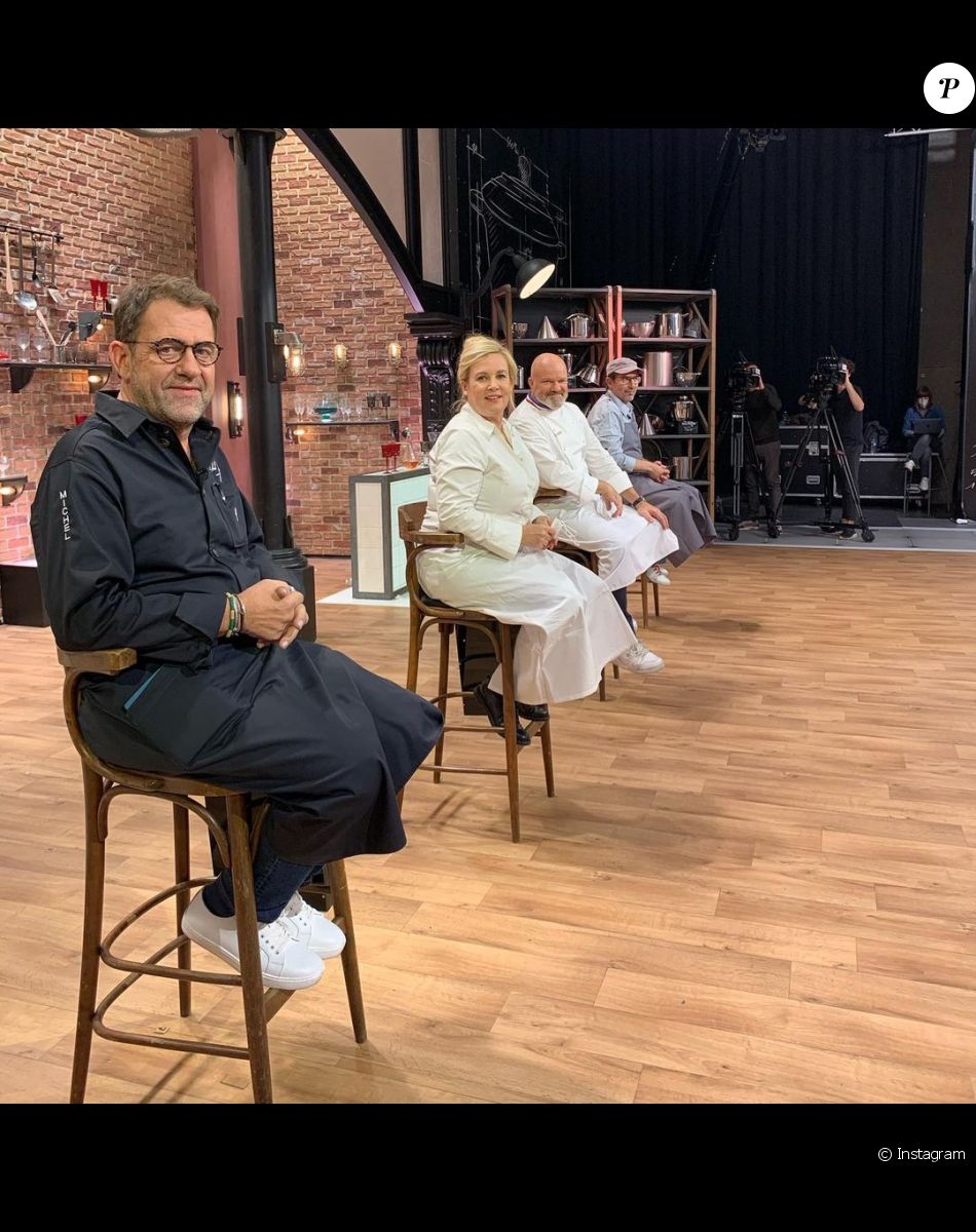 Michel Sarran, Hélène Darroze, Philippe Etchebest et Paul Pairet lors du tournage de "Top Chef" pour M6.