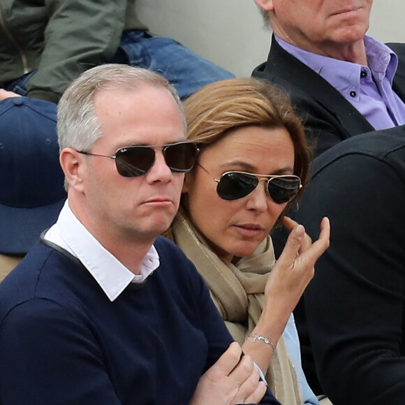 Julien Arnaud et Sandrine Quétier - Les célébrités dans les tribunes des Internationaux de France de Tennis de Roland Garros 2019 à Paris, France, le 29 mai 2019. © Jacovides-Moreau/Bestimage 