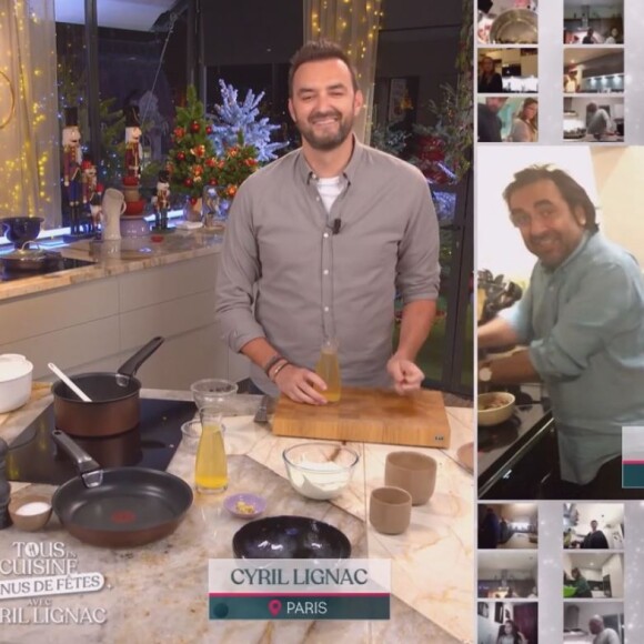 André Manoukian et sa femme Stéphanie dans "Tous en cuisine" sur M6, le 20 décembre 2021