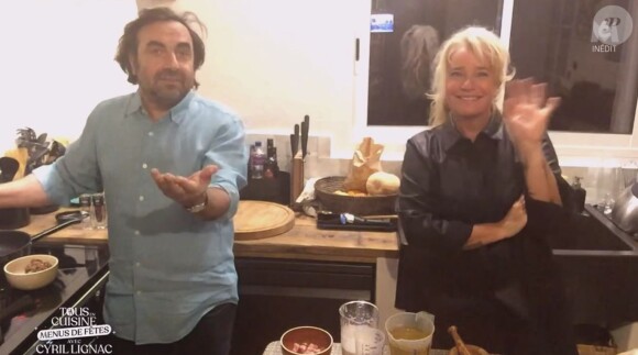 André Manoukian et sa femme Stéphanie dans "Tous en cuisine" sur M6, le 20 décembre 2021