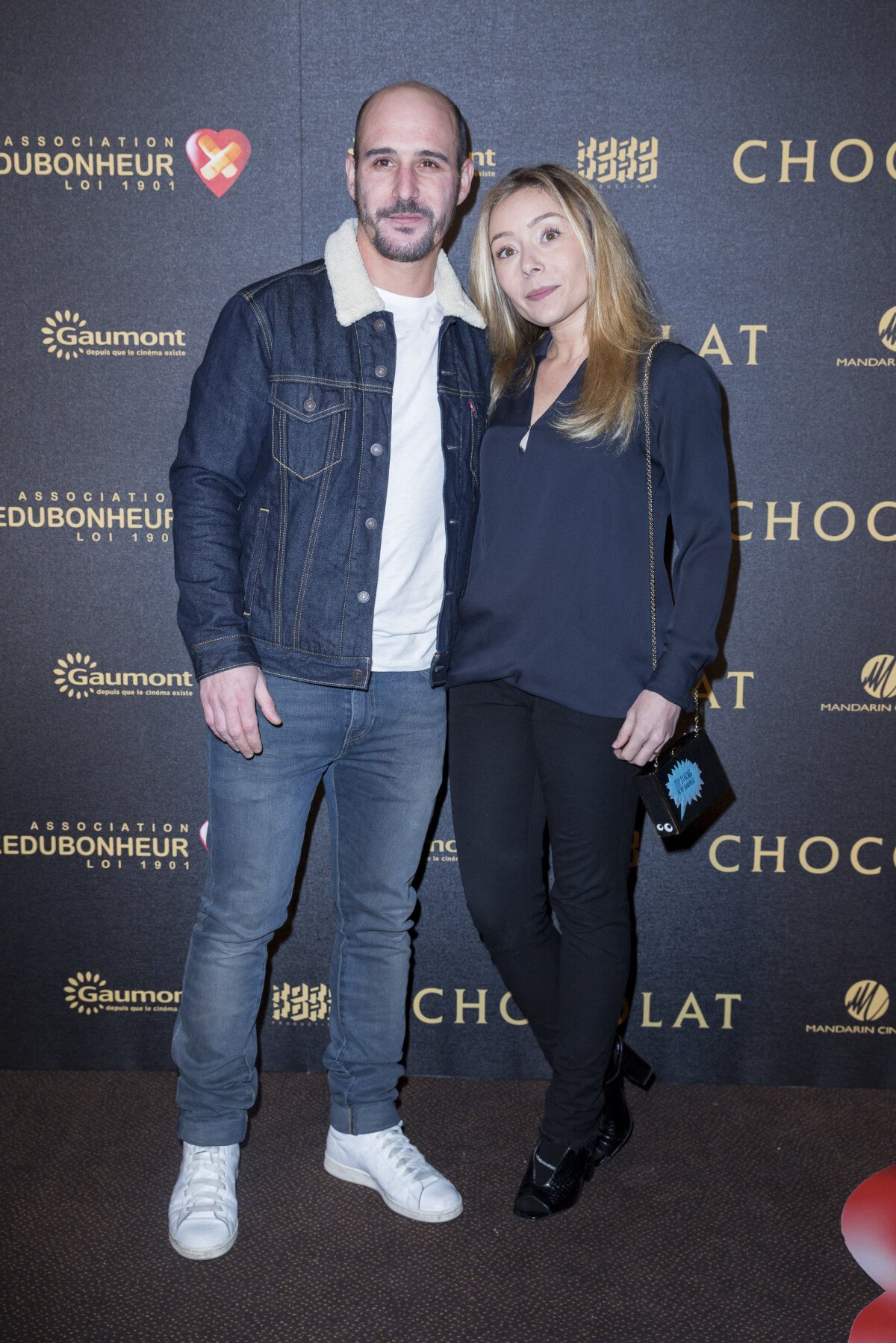 Photo : Cartman (aka Sébastien Patoche, de son vrai nom Nicolas-Bonaventure  Ciattoni) et sa femme Aurélia Crebessegues - Avant-première du film  