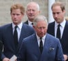 Prince Harry, Prince William et Prince Charles - La famille royale d'Angleterre assiste aux obsèques de Hugh van Cutsem en la cathédrale de Brentwood.