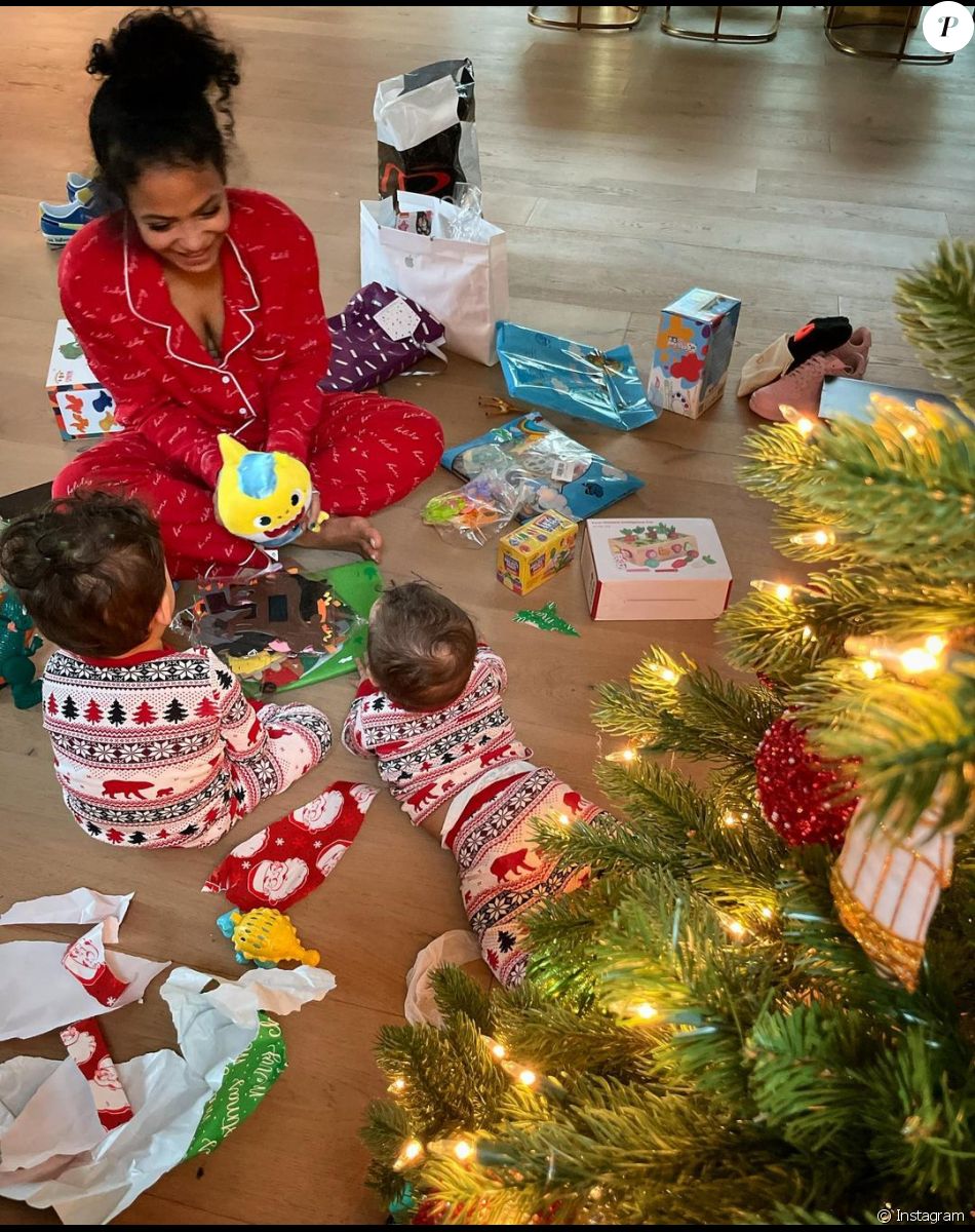 M. Pokora, Christina Milian et leurs fils Kenna et Isaiah à Noël.