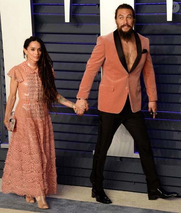 Jason Momoa et sa femme Lisa Bonet à la soirée Vanity Fair Oscar Party à Los Angeles, le 24 février 2019