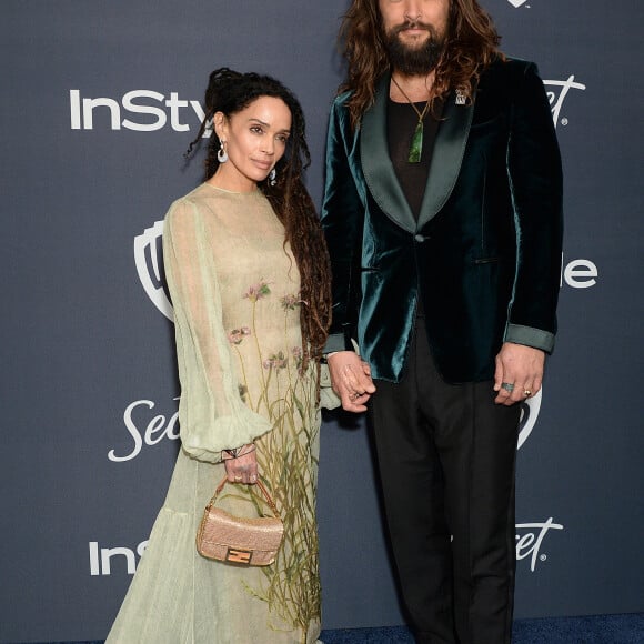 Jason Momoa et sa femme Lisa Bonet à la soirée "InStyle and Warner Bros" après la 77ème cérémonie annuelle des Golden Globe Awards au Beverly Hilton Hotel. Los Angeles, le 5 janvier 2020.