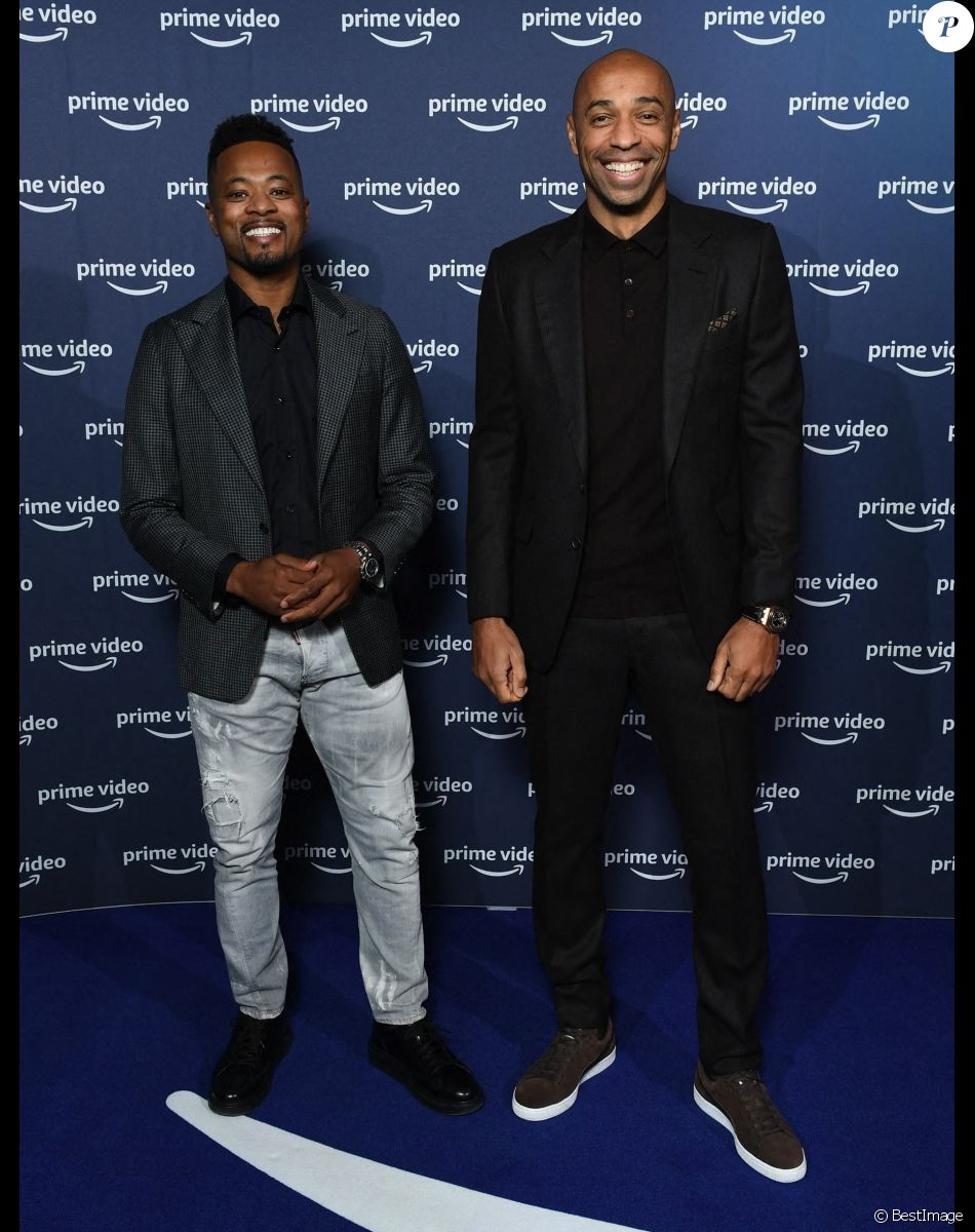 Patrice Evra et Thierry Henry - Les champions assistent à la présentation de la grille des programmes de Prime Vidéo à Londres, le 12 octobre 2021.