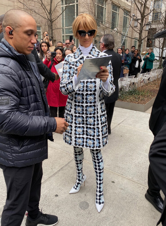 Celine Dion à la sortie de son hôtel à New York le 3 mars 2020