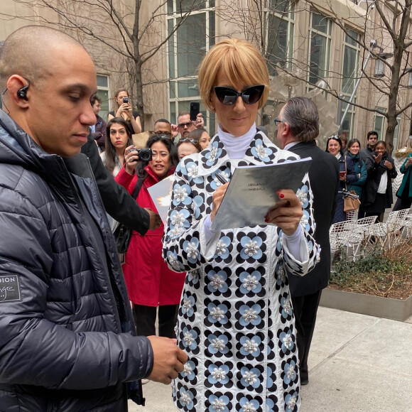 Celine Dion à la sortie de son hôtel à New York le 3 mars 2020