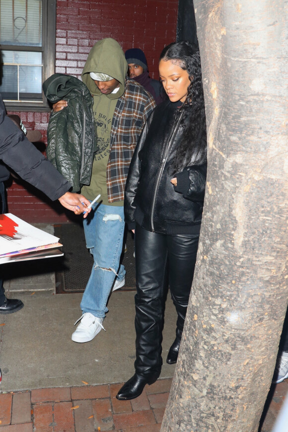 Rihanna et son compagnon ASAP Rocky ont dîné au restaurant Carbone à New York le 19 janvier 2022.