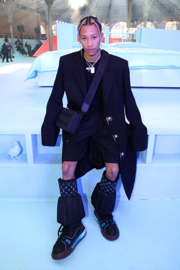 Lil Dre au front row du défilé Homme Louis Vuitton automne-hiver 2022/2023 dans le cadre de la Fashion Week de Paris, France, le 20 janvier 2022. © Borde-Rindoff/Bestimage 