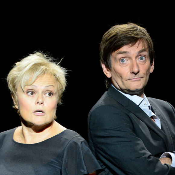 Muriel Robin et Pierre Palmade - Filage de la pièce "Ils s'aiment depuis 20 ans" au théâtre de Champagne de Troyes. Le 31 août 2016. © Coadic Guirec / Bestimage