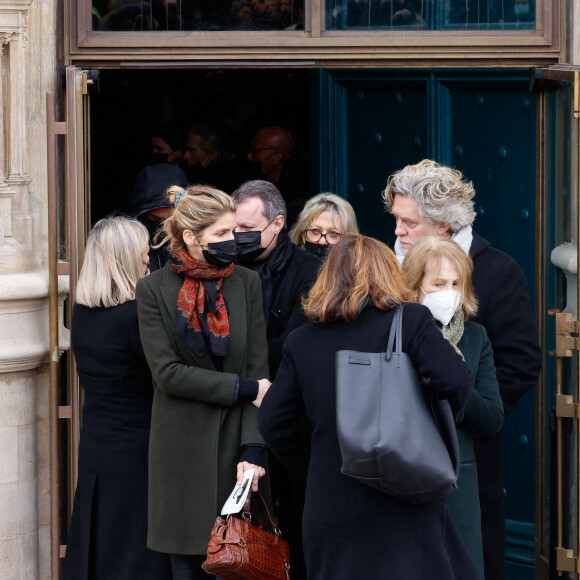 Alice Taglioni, Laurent Boutonnat, Elisabeth Tanner, Nathalie Baye - Sorties des obsèques (bénédiction) de Gaspard Ulliel en l'église Saint-Eustache à Paris. Le 27 janvier 2022 © Jacovides-Moreau / Bestimage