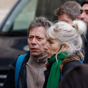 Mathieu Amalric - Sorties des obsèques (bénédiction) de Gaspard Ulliel en l'église Saint-Eustache à Paris. Le 27 janvier 2022 © Jacovides-Moreau / Bestimage